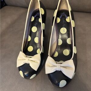Lola Ramona Black and Cream Polka Dot Heels